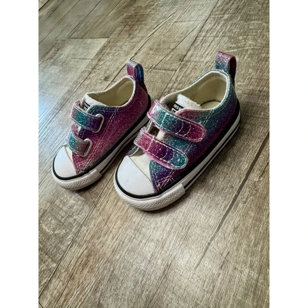 Converse Chuck Taylor All‎ Star Infant Glitter Pink Teal Sneakers Size 4